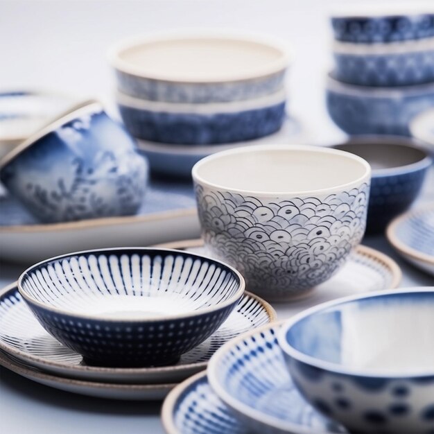 Ceramic TablewareJapanese Blue And White CloseUp