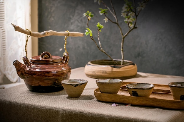 Ceramic teapot kettle with cup