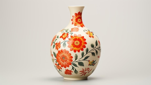 Ceramic vase adorned with handpainted floral motifs