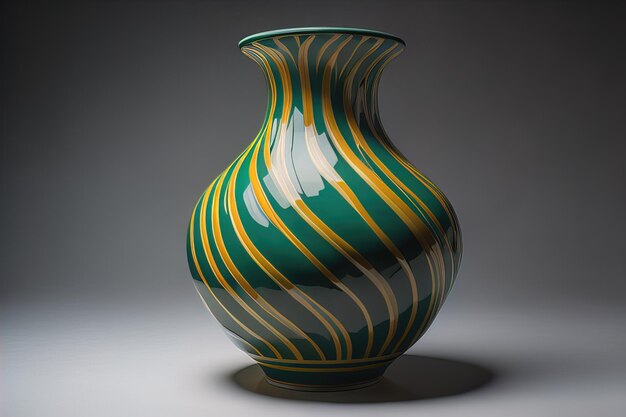 Керамическая ваза на сплошном цветном фоне ai генеративный