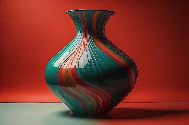 Ceramic vase on a solid color background ai generative