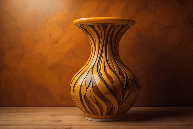 Ceramic vase on a solid color background ai generative