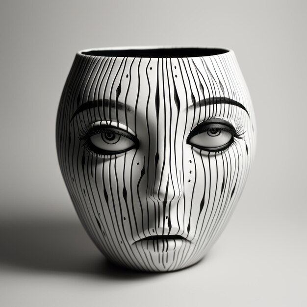 Photo ceramic vase with apollonia saintclairinspired face illustration