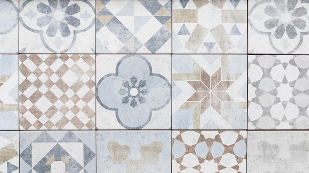 Foto ceramica vintage mosaico floreale portoghese modello azulejo design per stampe decor sfondo