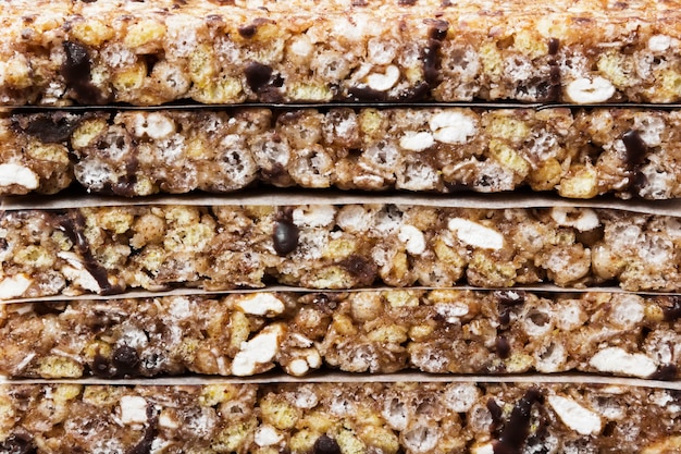 Cereal bars with different nuts and muesli