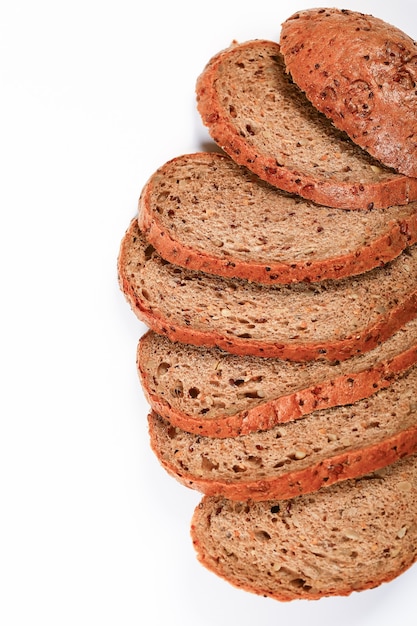 Cereal bread on a white background healthy eating