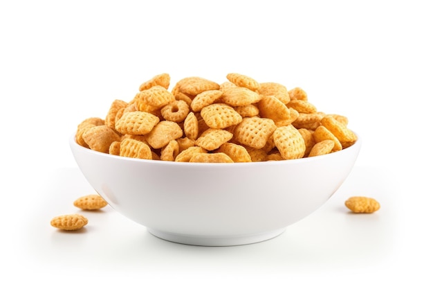 Cereal Elegance Verbeter uw ontbijtritueel met de perfecte gouden Grahams Bowl geïsoleerd op witte achtergrond