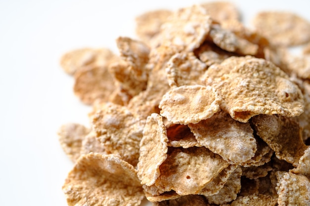 Cereal flakes on a white background