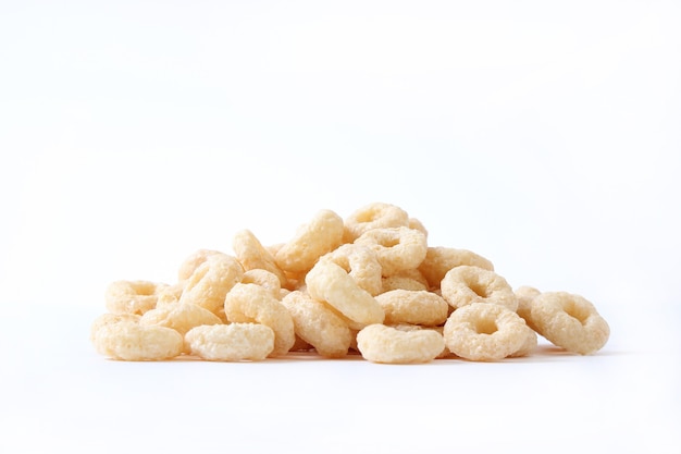 Cereal isolated on white background closeup dry breakfast