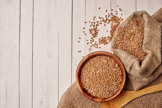 Cereal on the table kitchen products view from above High quality photo