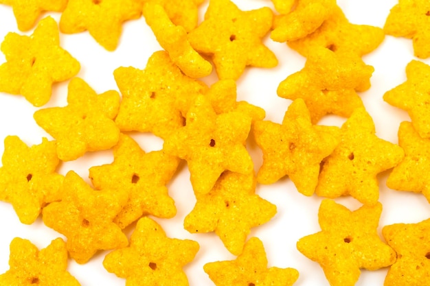 Cereal with star yellow shape on white