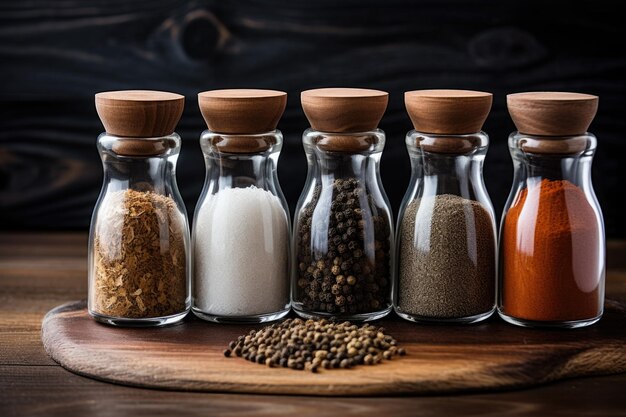 Cereals are arranged in jars