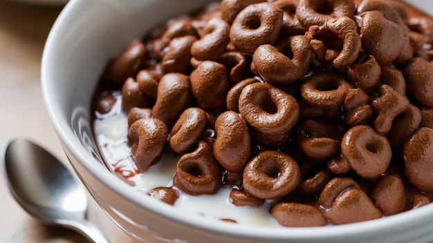 Cereals chocolate in white bowl