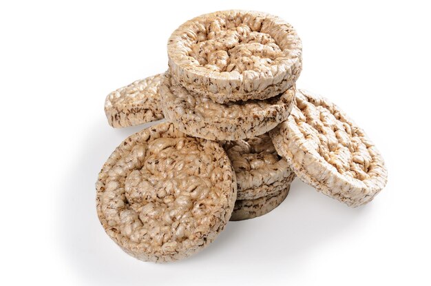 cereals crispbread on white background with soft shadow