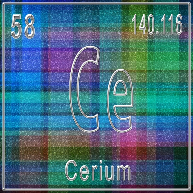 Cerium scheikundig element Teken met atoomnummer en atoomgewicht