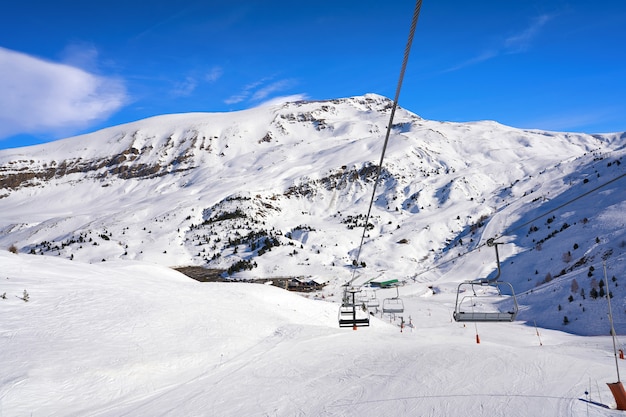 Cerler sky area in Pyrenees of Huesca Spain