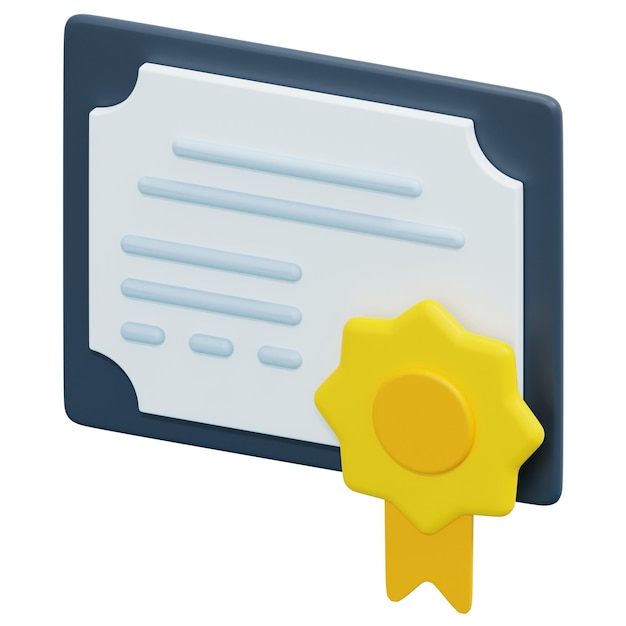 certificate 3d render icon illustration