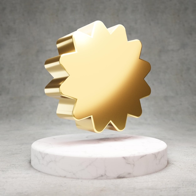 Foto icona del certificato. simbolo del certificato lucido oro sul podio in marmo bianco. icona moderna per sito web, social media, presentazione, elemento modello di design. rendering 3d.