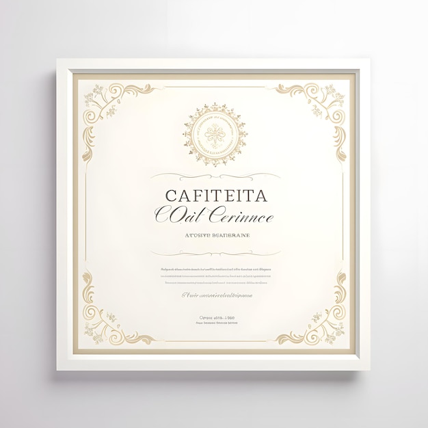 Photo certificate photo frame with white background