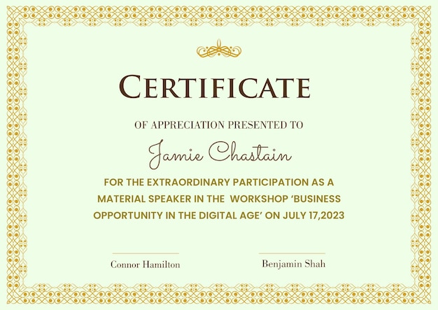 Certificate sketch