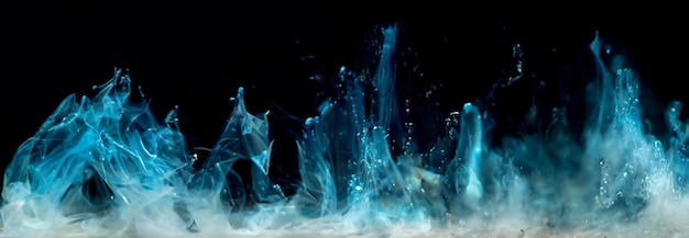 Cerulean Elegance Abstract Blue Ink Dissolving in Water on a Stylish Black Background