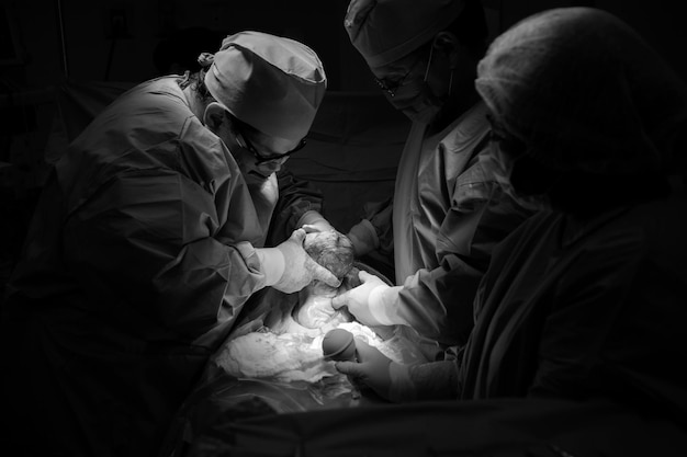 Cesarean section the operation is in process