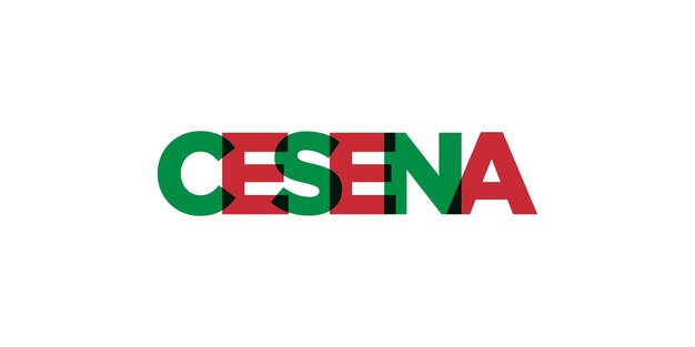Cesena in het Italiaanse embleem Het ontwerp bevat een geometrische stijl vector illustratie met gedurfde typografie in een modern lettertype De grafische slogan lettering