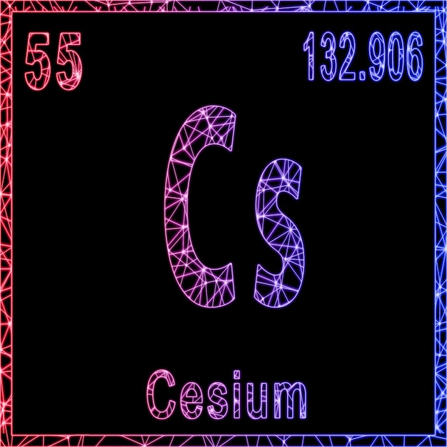 Cesium chemical element Sign with atomic number and atomic weight