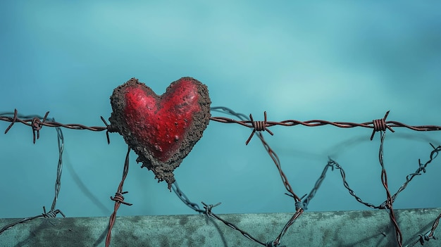 Фото Цезий устойчивость красный символ сердца в колючей проволоке любовь побеждает все