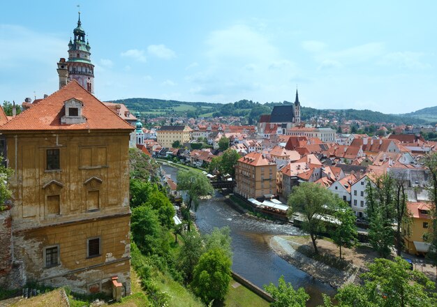 Cesky Krumlov lente uitzicht op de stad (Tsjechië)