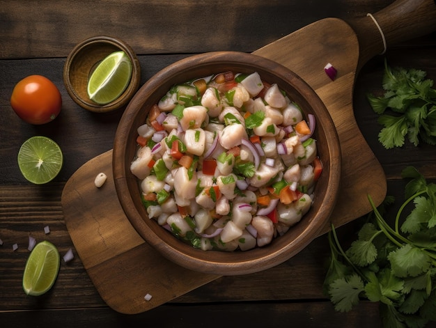 Ceviche in a rustic kitchen Food photography