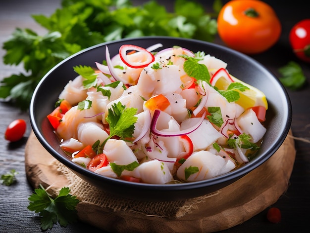 Ceviche Stock Afbeelding met vrije ruimte voor tekst