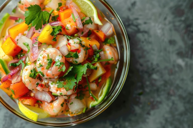 Ceviche вид сверху вкусная перуанская еда