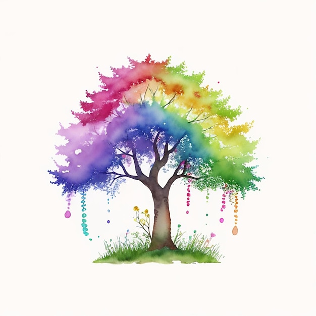 CF 09 _ Aquarel Regenboog Bomen Clipart PNG Bundel