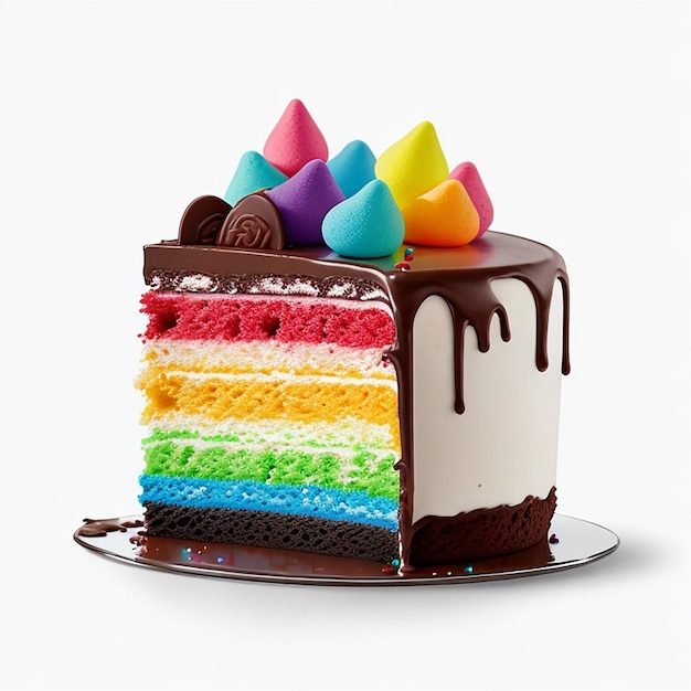 CF 09 _ Торт на день рождения в шоколадной глазури цвета радуги