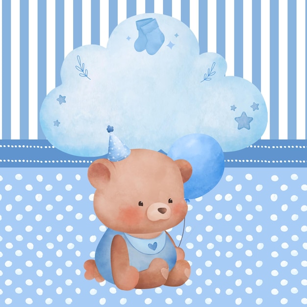 Cha de bebe tag lembranca illustrado aquarela azul adesivo cirkel 1