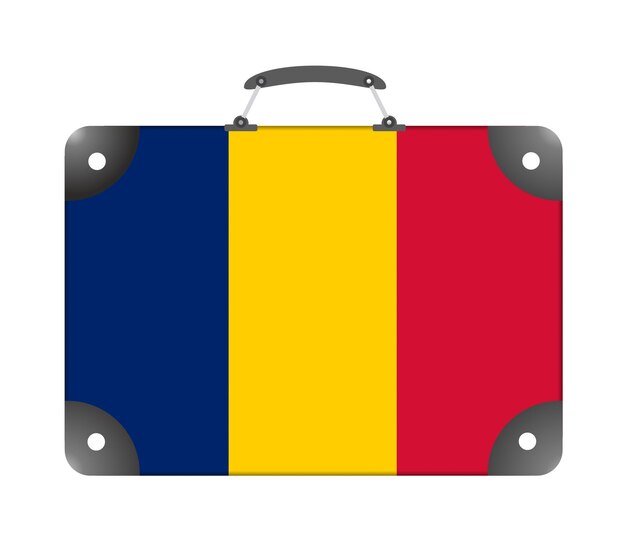 Флаг страны Чад в виде дорожного чемодана на белом фоне - иллюстрация