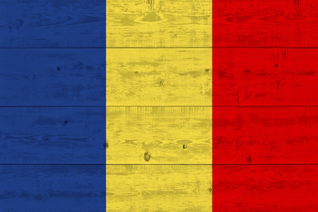 Chad flag painted on old wood plank