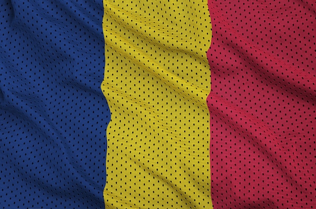 Chad flag printed on a polyester nylon mesh