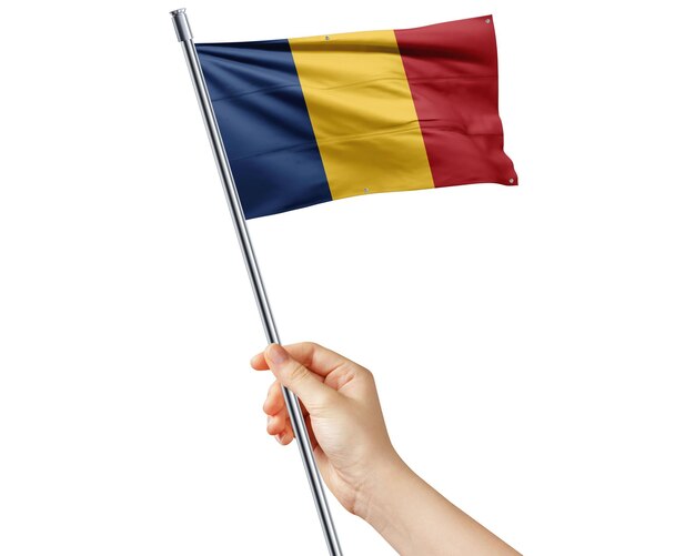 chad national flag in hand for national celebration