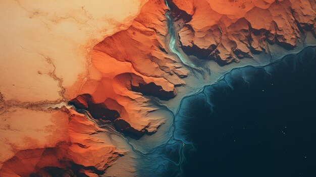 Photo chafe a vibrant cartographic ad featuring mountain tops and a river