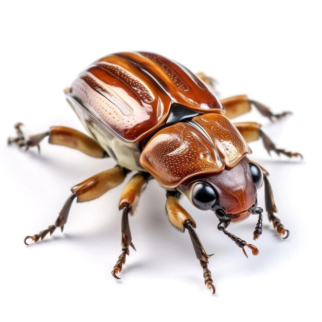 Chafer may beetle closeup isolated on white macro of a living insect AI generated