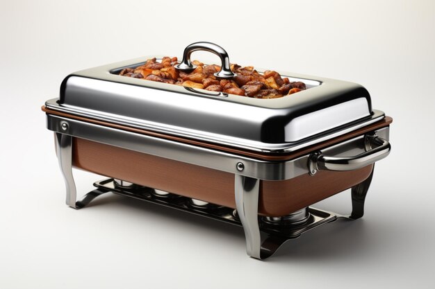 Photo chafing dishes on white background