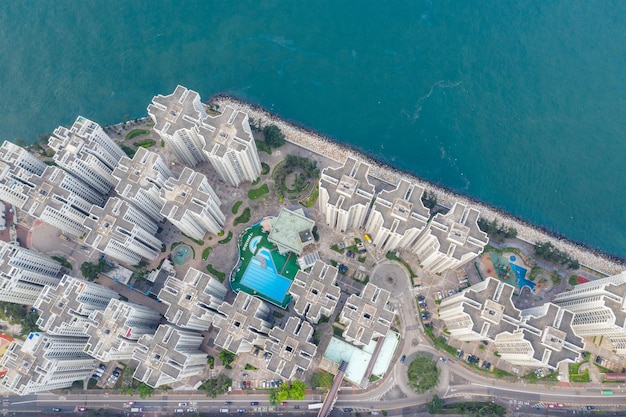Chai Wan, Hong Kong 22 mei 2019: Luchtfoto van Hong Kong city