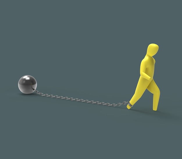 Chain and ball - 3D Illustration