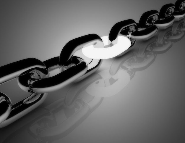 Chain concept with white link .3d illustration