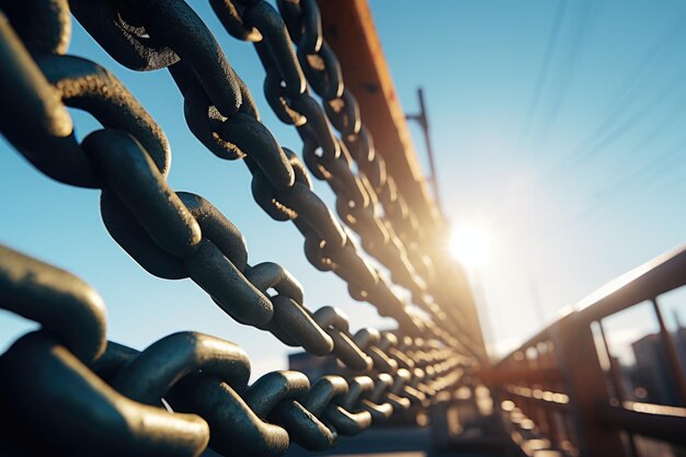 Photo a chain link reconnecting under daylight