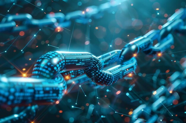 a chain with evenly spaced dots symbolizing the implementation of consensus algorithms in block baaabafea depict the concept of consensus algorithms in blockchain