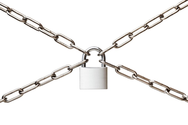 Photo chain with padlock with clipping path