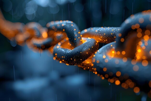 Chain With Rain Drops Close Up